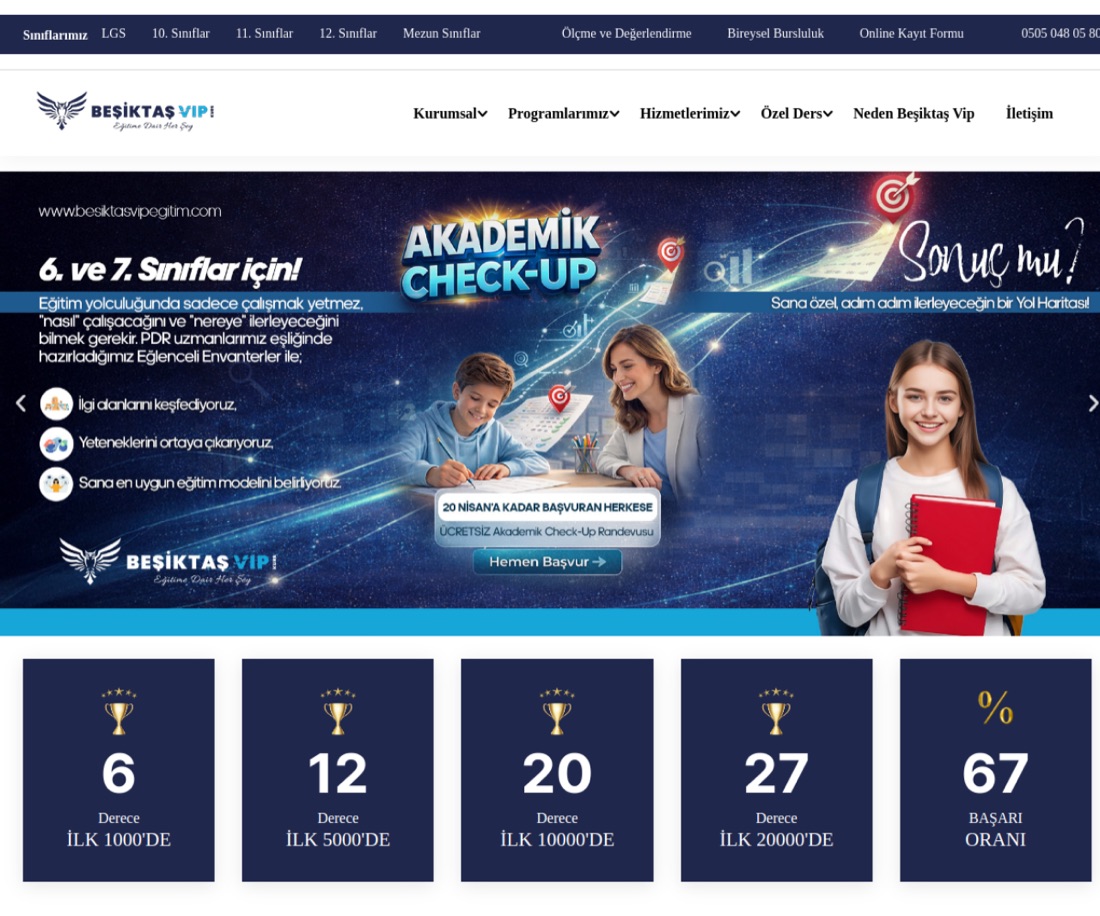 Beşiktaş VIP Eğitim canlı web sitesi
