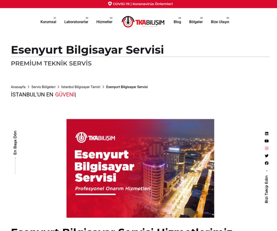 TKA Bilişim canlı web sitesi